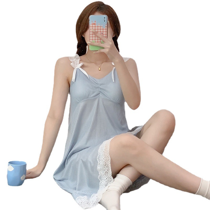 Verano Corea del Sur ins Camisón con almohadilla en el pecho floral de las mujeres sexy dulce linda chica puede usar fuera pijamas desgaste en casa