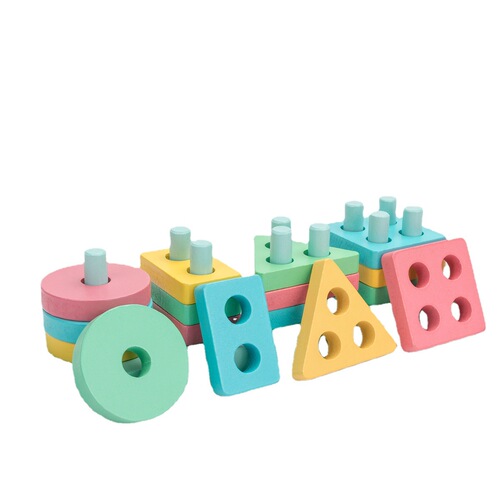 Wooden children's macaron color geometric figures matching color shape cognitive building blocks puzzle early education educational toys
