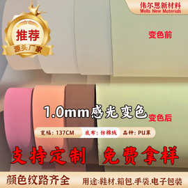 批发定制pu皮 1.0mm感光变色仿棉绒人造皮革 箱包鞋材沙发 PU皮革