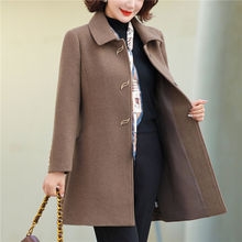 妈妈秋冬羊毛大衣新款气质减龄时尚中老年中长款毛呢宽松外套女装
