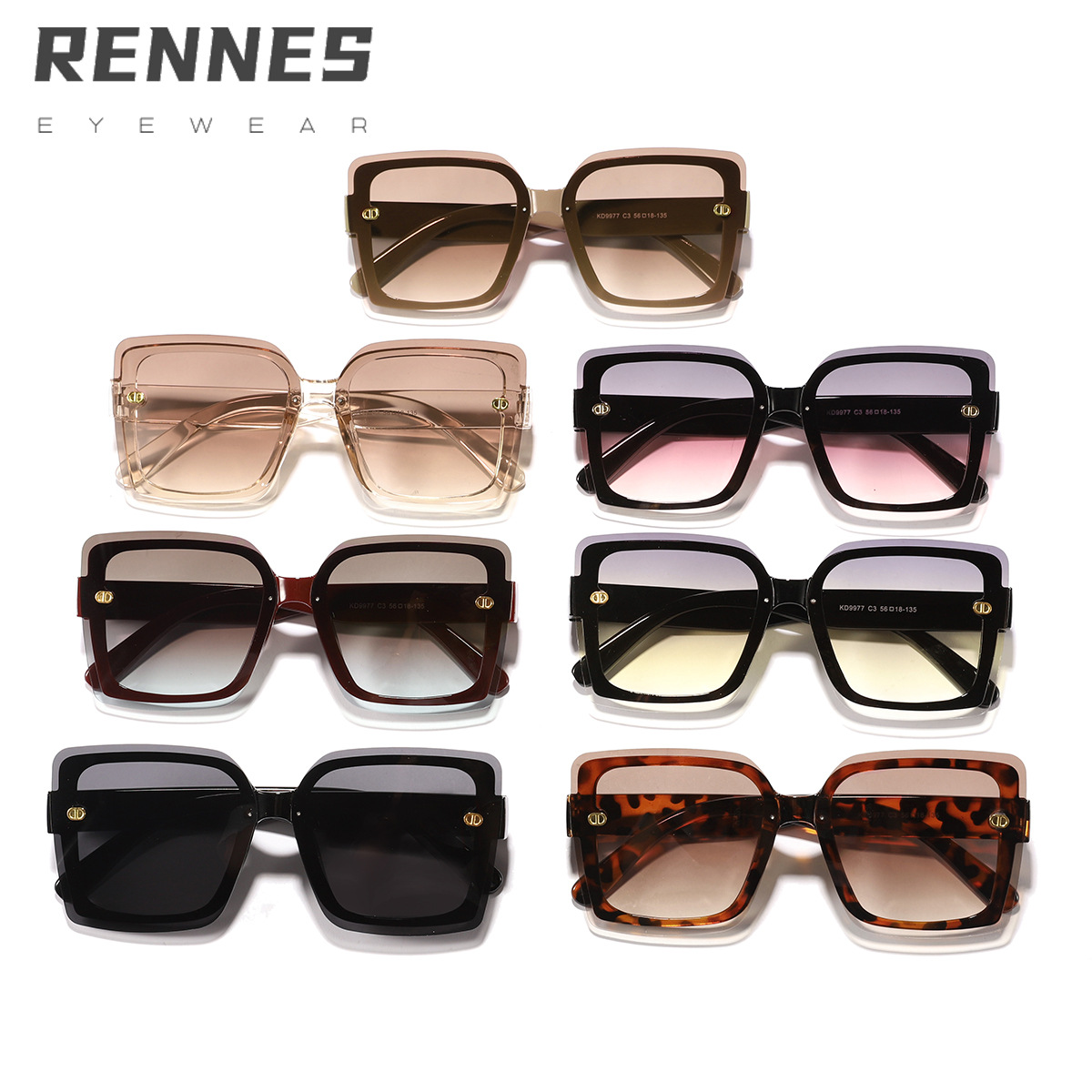 Nuevas gafas de sol de tornillo de copia Tendencia Douyin el mismo estilo Gafas de sol de conducción de viajes de moda transfronteriza 9977