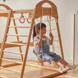 实木儿童攀爬架室内家用小型乐园宝宝爬梯秋千滑滑梯多功能攀爬架