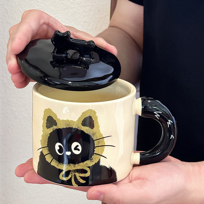 かわいい猫カップオフィスマグ蓋付きウォーターカップセラミックカップルギフトギフトボックス誕生日ギフト|undefined