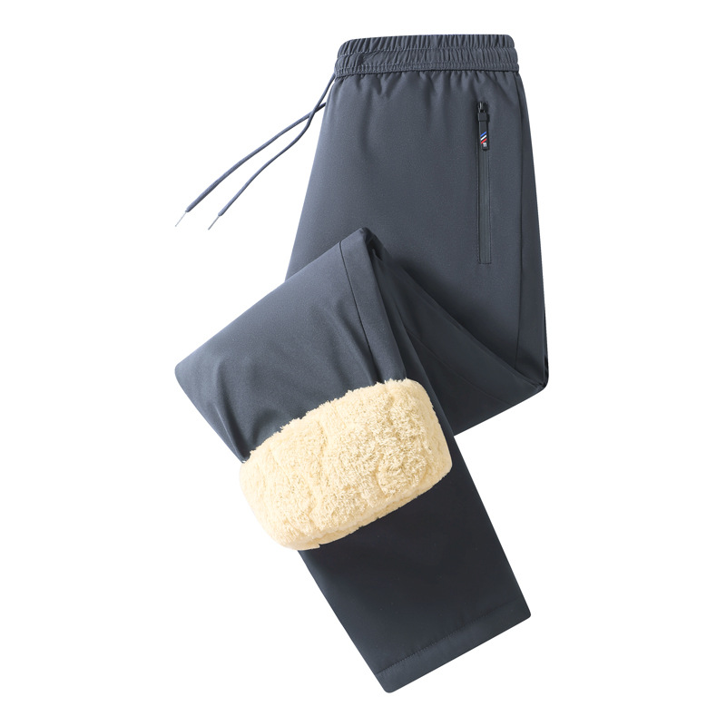 Pantalones de algodón para hombres otoño y invierno gruesos pantalones cálidos ociosos de invierno para papá ropa exterior de cordero a prueba de frío tamaño grande