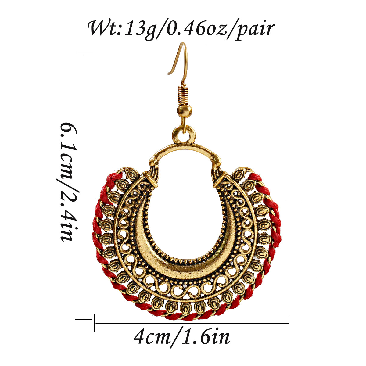 1 Pair Quantity 1 Pair Casual Retro Round Braid Hollow Out Alloy Drop Earrings