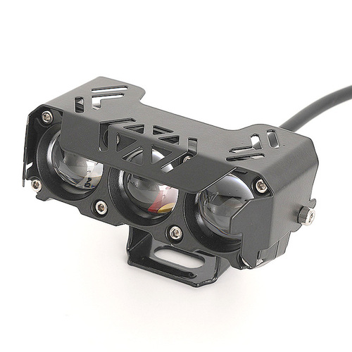Motorcycle LED spotlight with three beads external strong light flashing light, electric vehicle high brightness auxiliary yellow and white dual color headlights