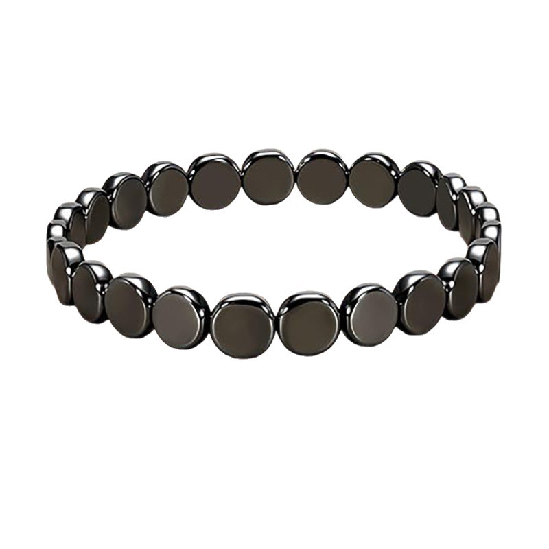 Cross-Border Hot-Selling Square Black Gallstone Bracelet for Men, Hematite Elastic Mixed Bracelet, Fashionable Beaded Accessories Wholesale