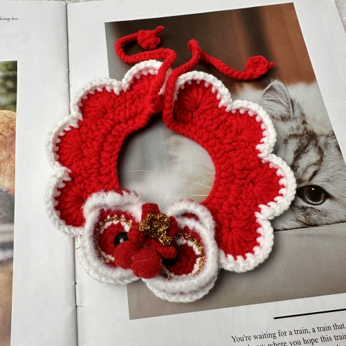 Домашние животные Новогодний ошейник Собака Кошка Рот Тигр Лев Шейный нагрудник Тедди Би Шовяный ошейник