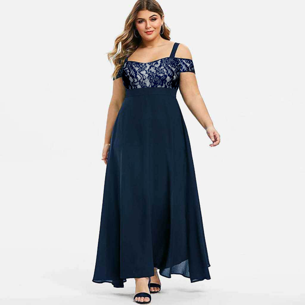 Nuevo modelo transfronterizo 2026 Amazon: Vestido largo de noche sin tirantes con encaje y un solo hombro, talla grande, ropa de mujer image 4