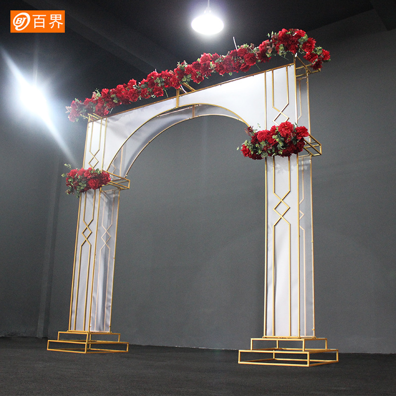 百界新款铁艺拱门婚礼阳光膜道具婚庆透明膜摆件舞台背景贴膜拱门