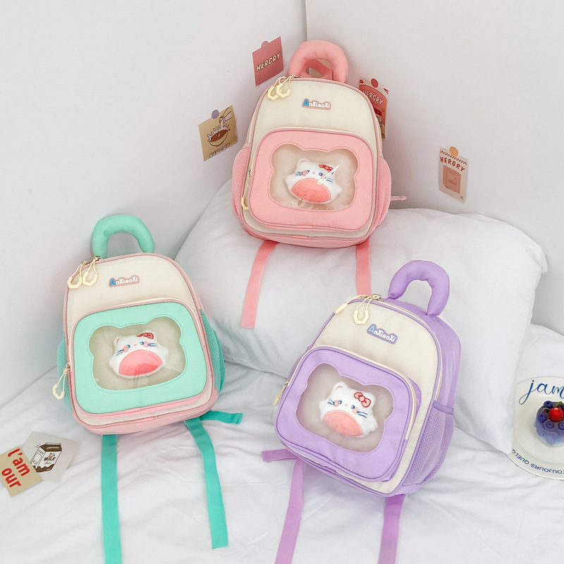 2025 lindo bolso para niños nueva mochila de Kitty portátil jardín de infantes mochilas escolares casuales para niños y niñas transfronterizas