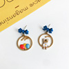Silver needle with bow, cute fresh earrings, silver 925 sample