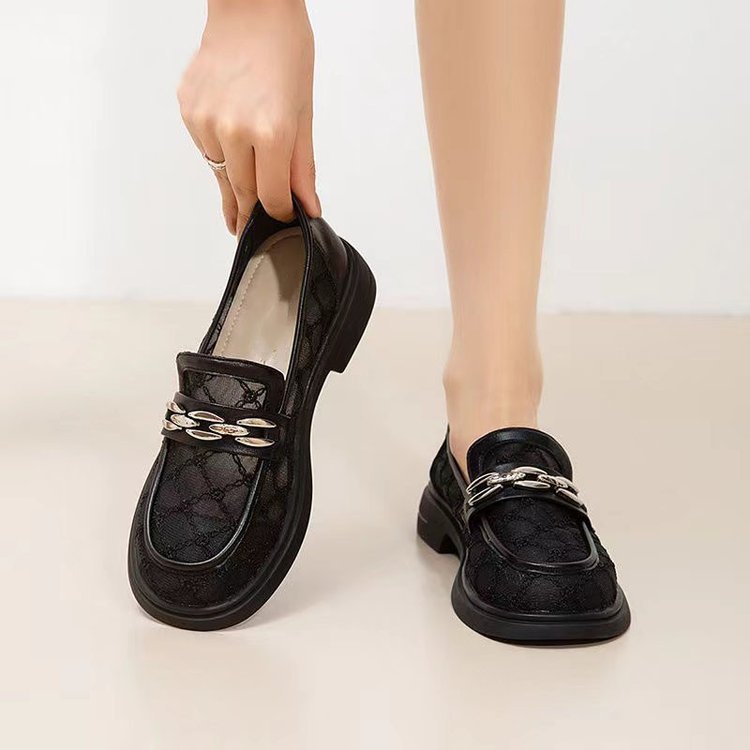 Zapatos de malla Lefour para mujeres 2026 verano nuevo estilo de malla transpirable jk zapatos de cuero huecos zapatos de trabajo de alto bajo