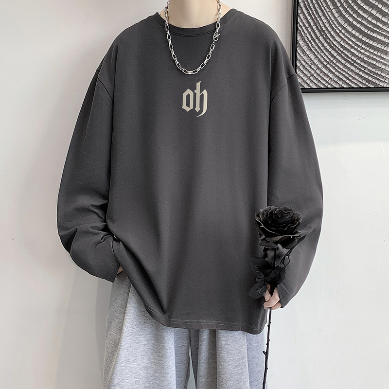 Otoño nuevo estilo de Hong Kong algodón estilo coreano casual ropa superior marca de moda suelta de manga larga Camiseta más el tamaño de los hombres ropa interior entrega