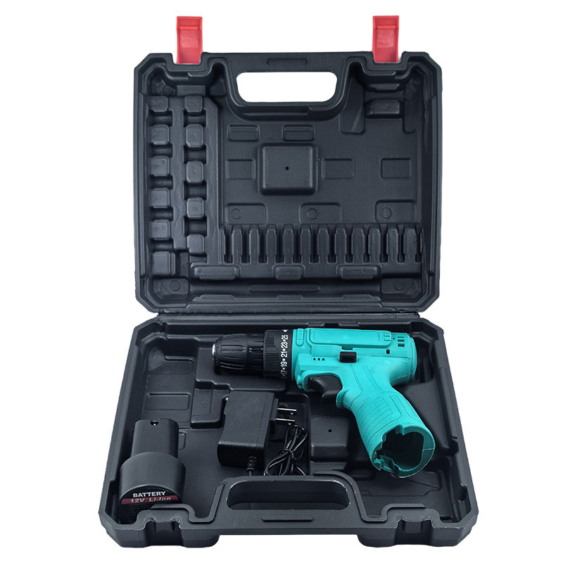 Taladro eléctrico pequeño con escobillas para batería de litio doméstica, con ajuste de doble velocidad, taladro de pistola multifuncional portátil al por mayor.