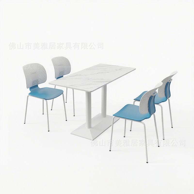 Mesa y silla de comedor de estudiantes de escuela Compañía comercial Comedor de personal de fábrica Comedor de postre Tienda de té de leche combinación de mesa y silla de comedor de tabla de roca