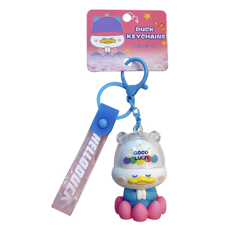 Creativo nuevo toque budista patito llavero lindo bolso colgante llavero de automóvil pequeño regalo al por mayor image 6
