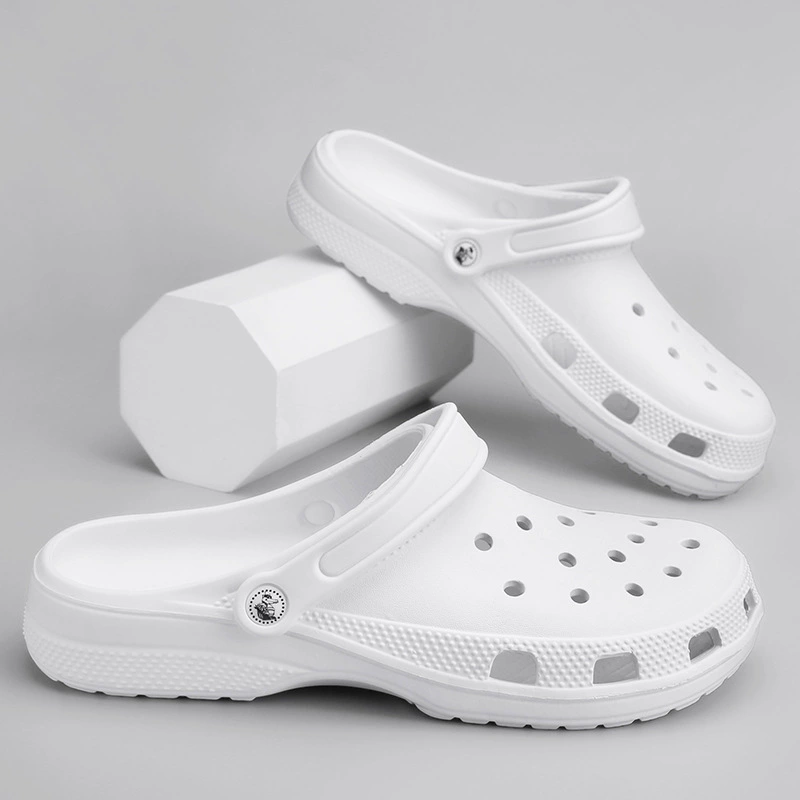 Модные универсальные тапочки в стиле Crocs для мужчин и женщин, пляжная мюля, для любимого, плюс размер, закрытый носок