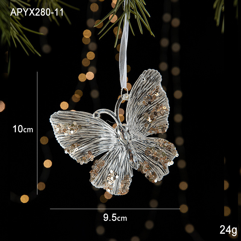 クリスタル質感Swanlaceアクリルキラキラ透明雪クリスマスツリーペンダント鈴装飾品|undefined