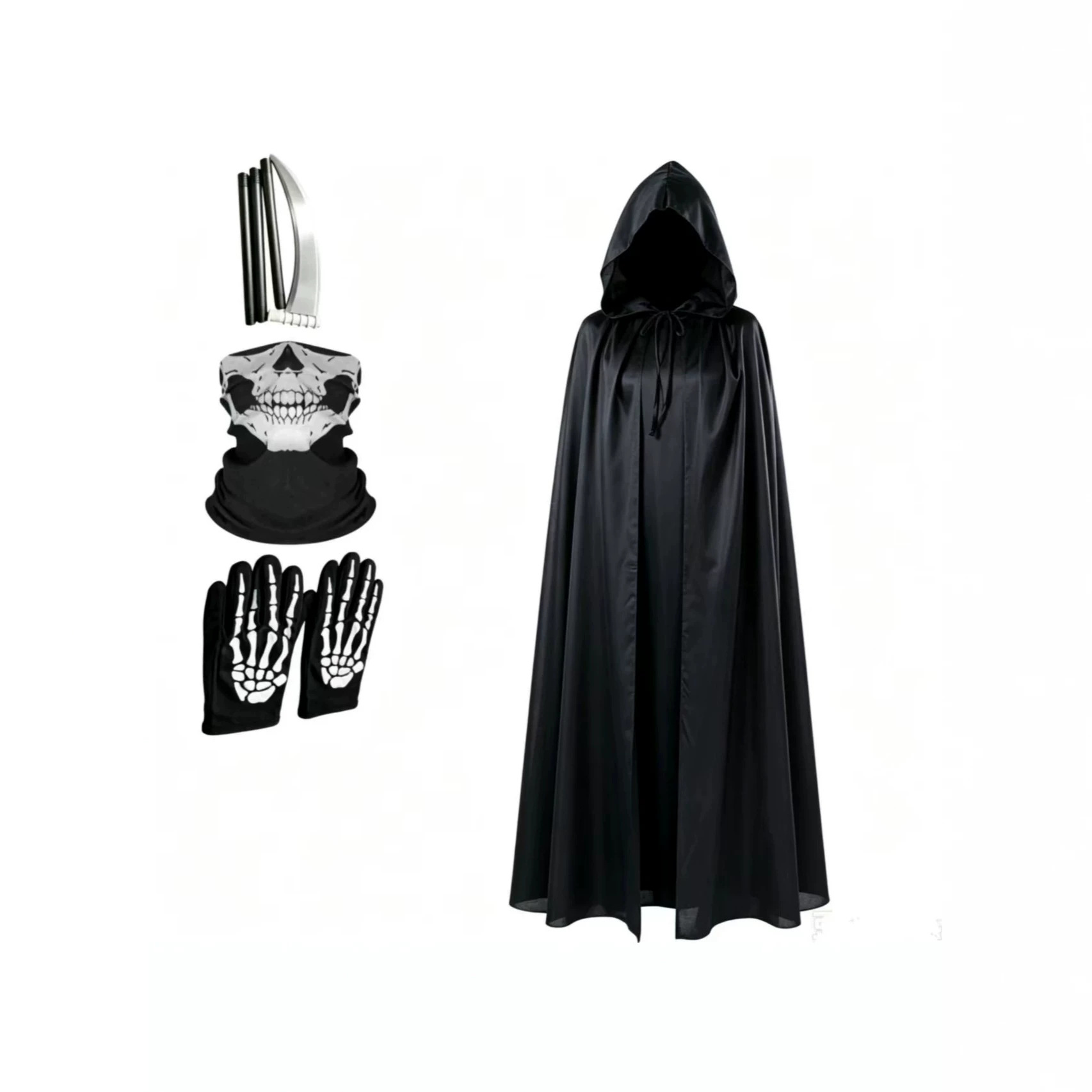 Halloween Grim Reaper Cloak Costume Children's Adult Black Cloak Clothes Cosplay Devil Wizard Cloak