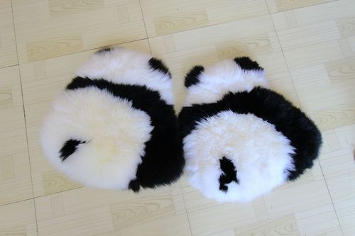 Cute panda bay window cushion fur integrated sofa pillow wool cushion ins style girls home decoration