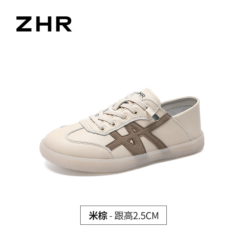 ZHR则则真皮拼色软底德训鞋女2025新款简约百搭休闲鞋舒适板鞋女|undefined