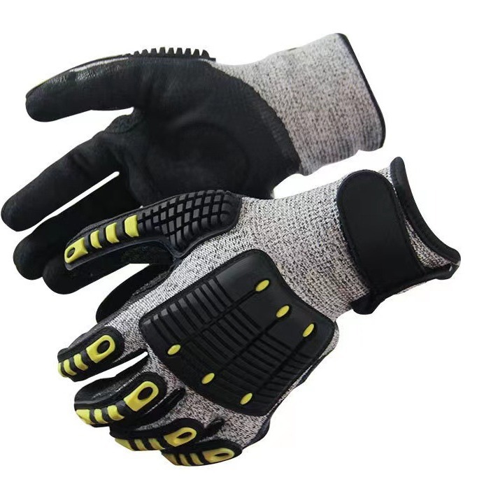 TPR防撞防割手套机械操作防砸防挤防护手套骑行运动登山防震手套