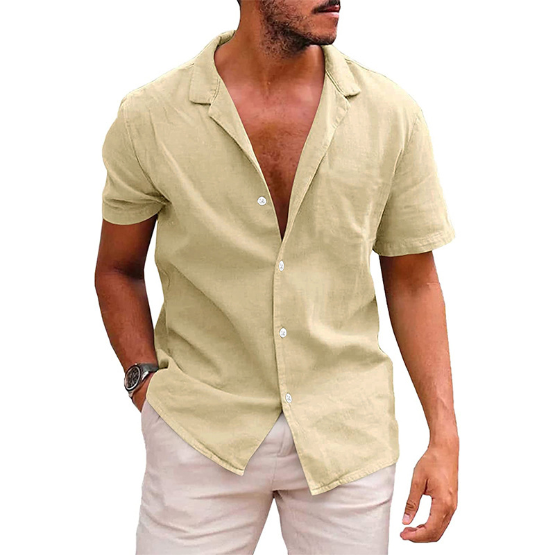 Men's Solid Color Simple Style Turndown Short Sleeve Regular Fit Men's Tops display picture 22