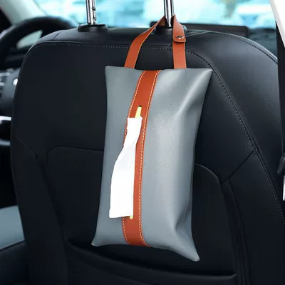 Leather Tissue Bag, Car tissue box/set - gray-minimum-order-of-200