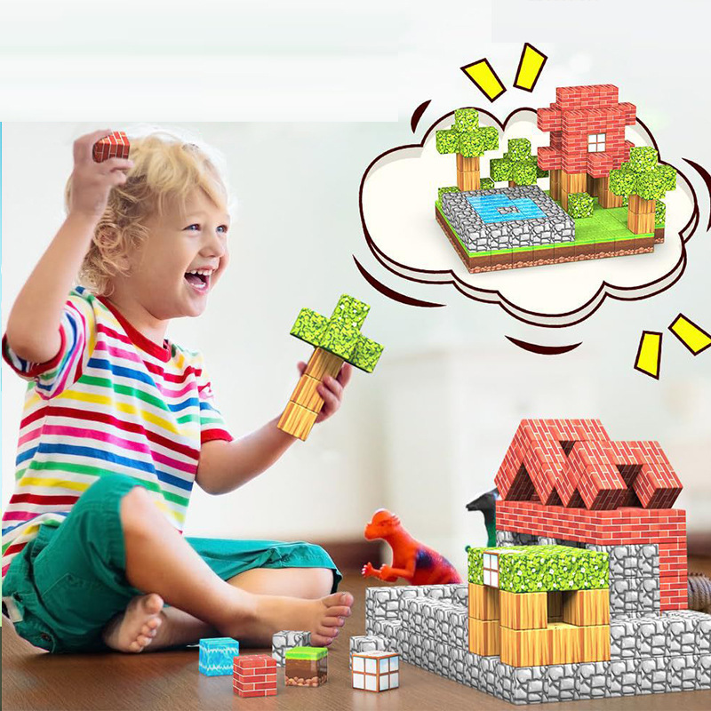 Cross-Border Original Forest Series 2cm Super Large Magnetic Building Blocks Mc World Magnetic Building Blocks Assembly Toys