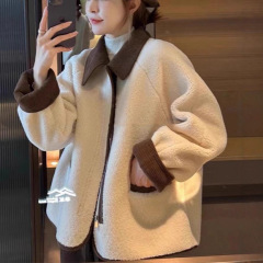气质加厚高级感外套女秋冬季2025新款爆款羊羔毛绒皮毛一体上衣女
