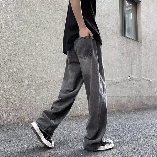 Vintage Men's Summer Thin Straight Leg Loose Trendy Workwear Wide Leg Men's Casual Long Pants Dropshipping