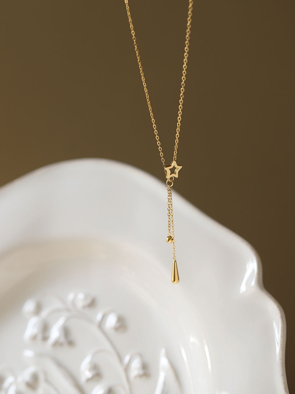 5g Weight PVD Coated Gold Plating Process Real Gold Plated Star 304 Stainless Steel Vacation Classic Style Waterproof Non Tarnish Titanium Steel Necklace