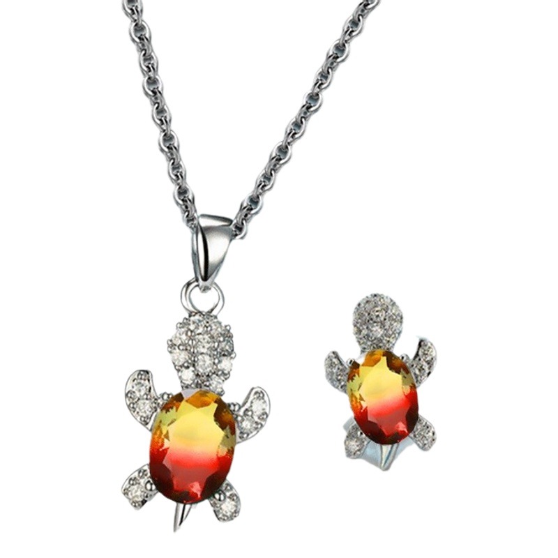 Yunjin europeo y americano Venta caliente moda nicho diseño tortuga pendientes collar traje animal femenino serie joyería al por mayor