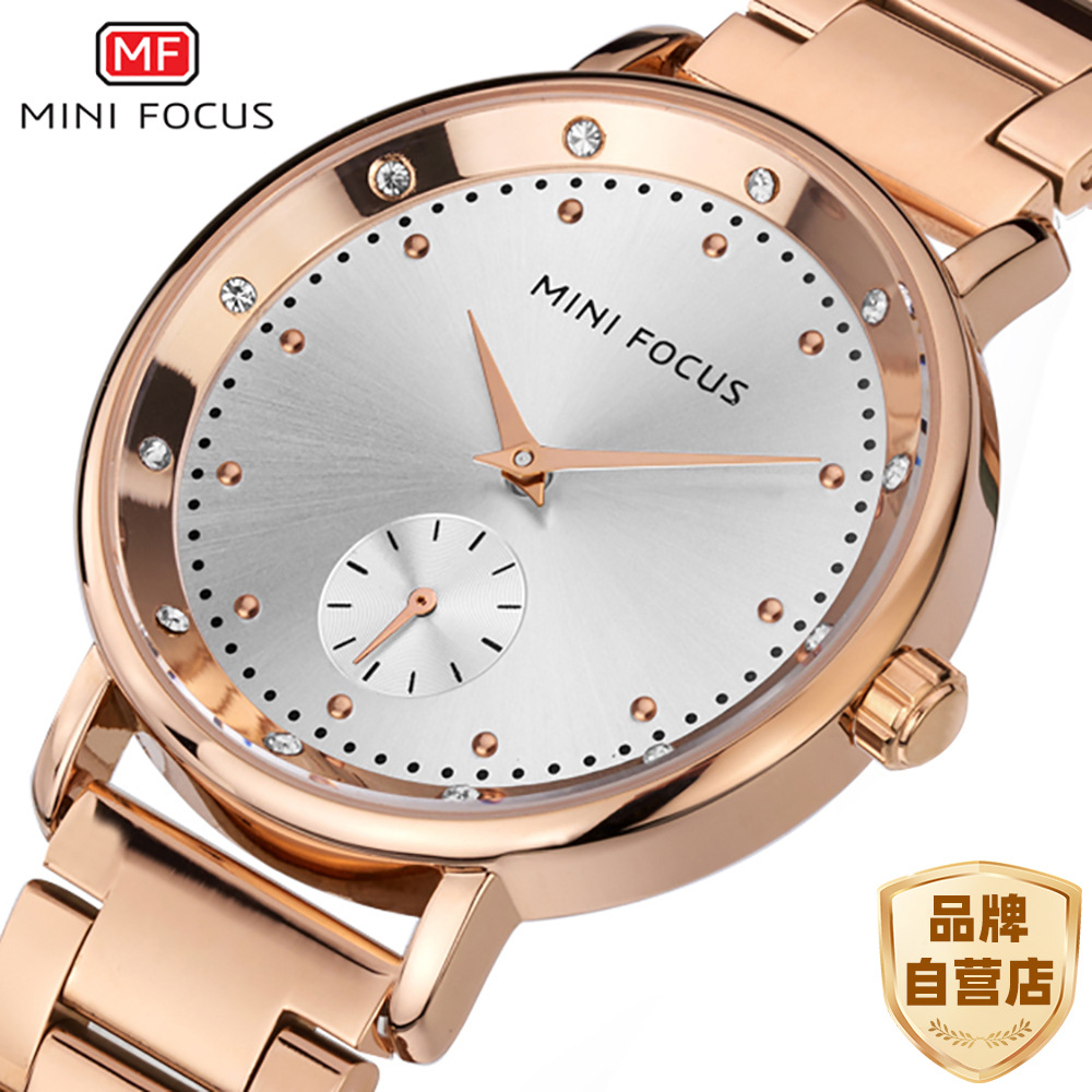 MINI FOCUS Brand Genuine Fashion Diamond Women's Watch Japanese Movement Waterproof Steel Strap 0037L