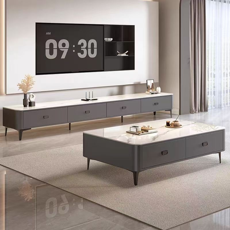 2026 New Model Tv Cabinet Floor-Standing Living Room Home Use Small Apartment Light Luxury Coffee Table Tv Cabinet Set 2026 New Model Tv Cabinet Floor-Standing Living Room Home Use Small Apartment Light Luxury Coffee Table Tv Cabinet Set