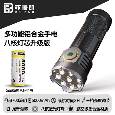 Cross-Border New Model Eight-Eye Strong UV fənərlər - eight-eyed-monster-with-26650-battery1-cell-3700lmstrong-magnetic-tail