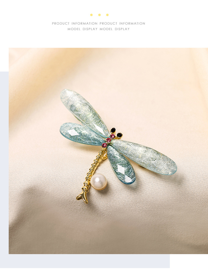 Freshwater pearl temperament fashion corsage new blue dragonfly elegant brooch fixed clothes to prevent exposure_voghion.com