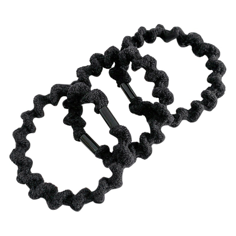 Cuerda de pelo negro de alta Cola de Caballo temperamento simple banda de goma cuerda de lazo de pelo femenino alta elástica duradera banda de pelo cubierta de cuero tocado