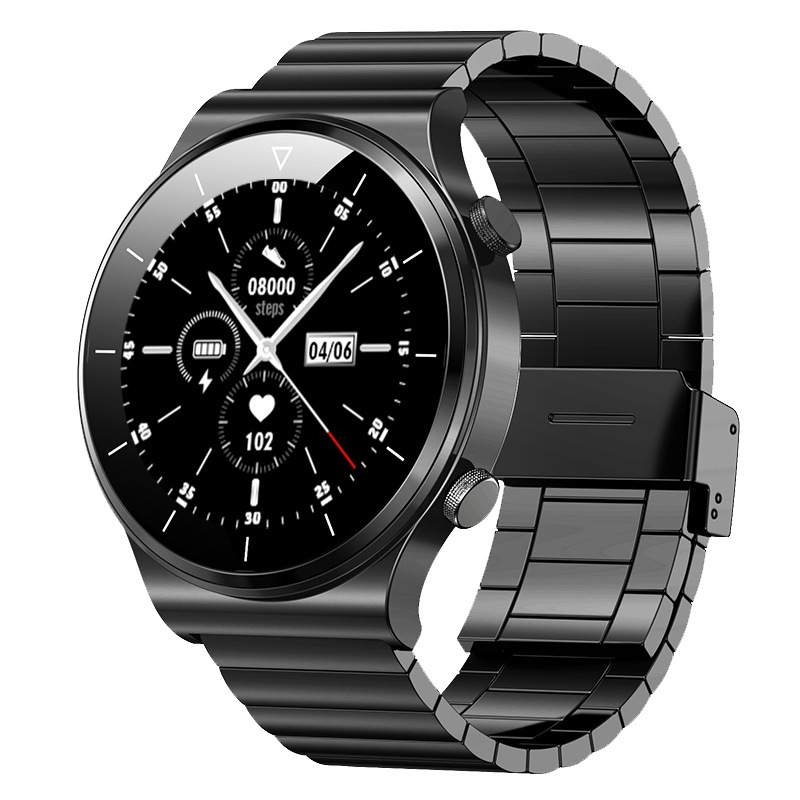 T01 블랙 대나무 스틸 시계줄(자기 충전)