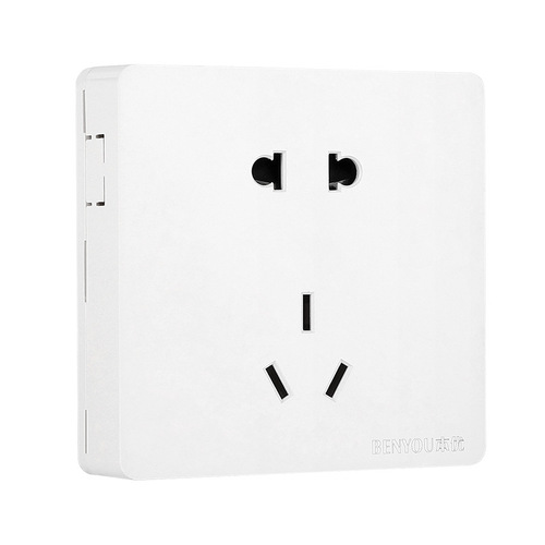 Surface-mounted ultra-thin wall switch socket with open wire panel, one open five holes, two open single control open box, 15 holes and ten holes plug-in