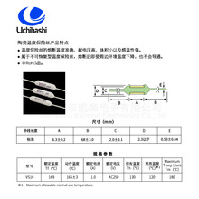 169度陶瓷热熔断体 VS16 日本内桥/UCHIHASHI 小电流1安