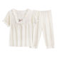 Palace Style Pajamas Women's Summer Short-sleeved Round Neck Thin Cloud Cotton Woven Women's Solid Color Trousers Home Pajamas