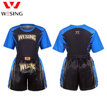 九日山儿童搏击服短袖男女夏季t恤运动服散打服黑色跨境批发