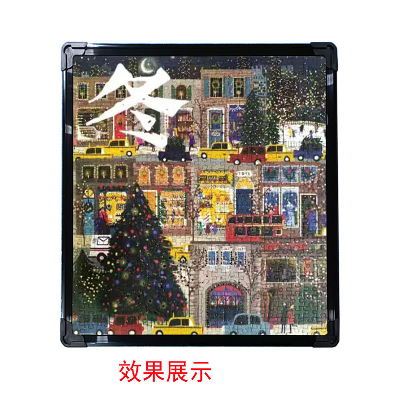 Christmas Winter Light Puzzle Frame Framed Holiday Square Picture Frame Wall Hanging DIY Cardboard Photo Gift Toy Puzzle