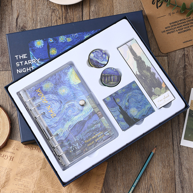 Set de papelería artística estilo Van Gogh y Monet – cuaderno de notas y regalo escolar creativo