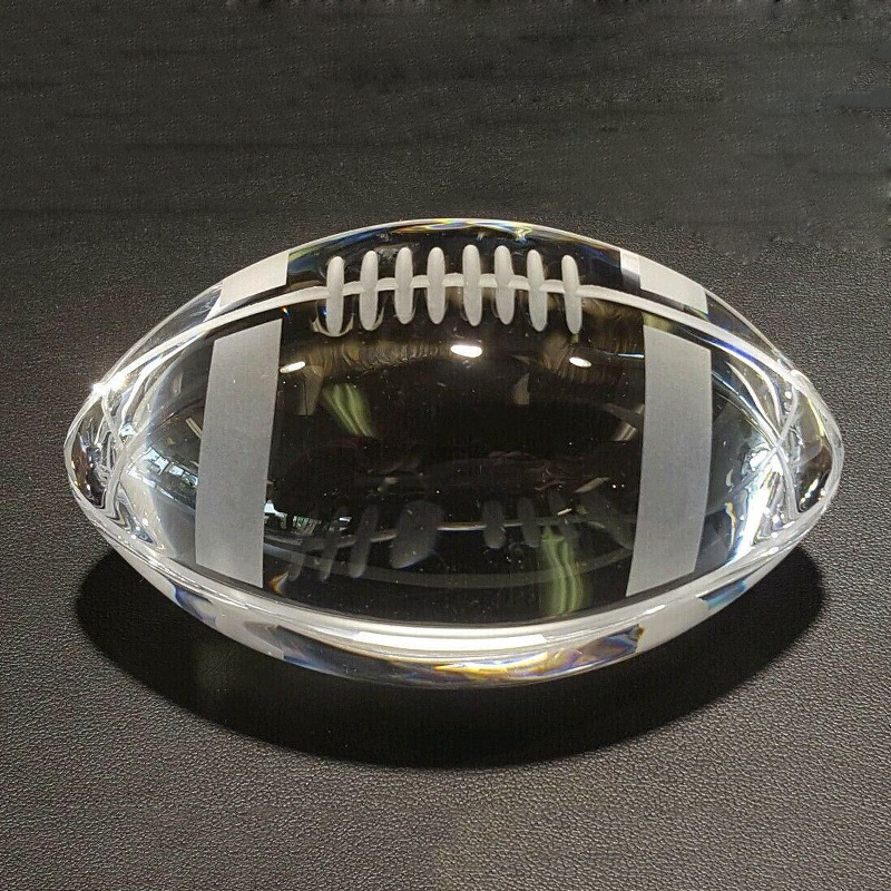水晶橄榄球摆件 水晶光球运动会颁奖礼品批发可加logo 厂家直销