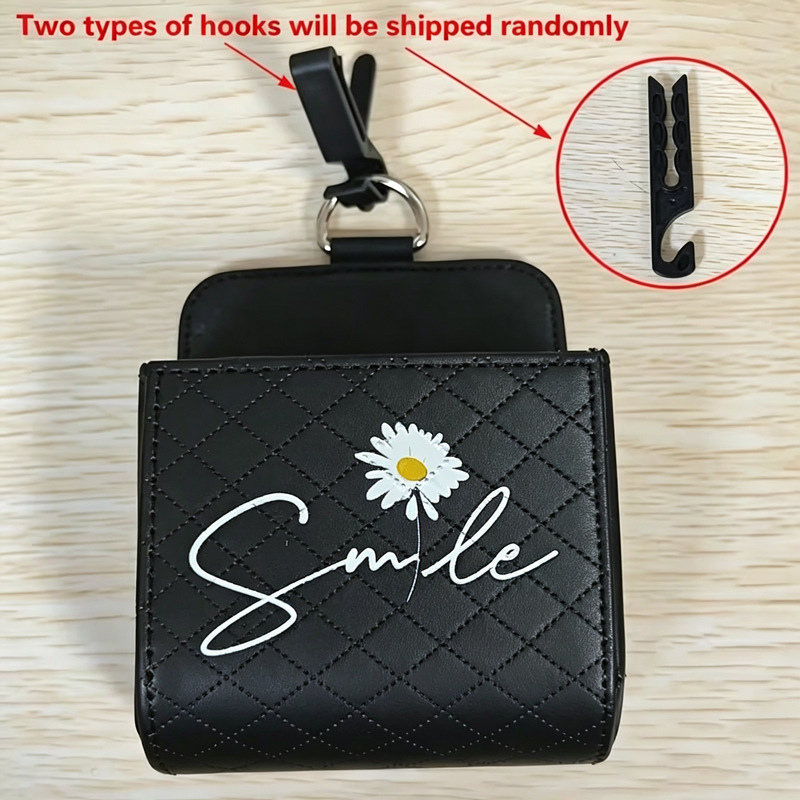 White Daisy Car Air Vent Storage Box Hanging Bag Car Interior Decoration Creative Cartoon Car Storage Organizer