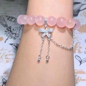 14K Gold-Plated Color-Preserving Crystal DIY Accessories Bowknot Tassel Pendant Chain Spacer Beads Bracelet Necklace Beaded Accessories