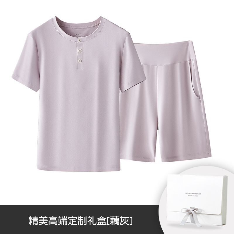 Pijamas de algodón de fibra larga para mujer, traje fino antiácaros de manga corta para primavera, otoño y verano, ropa para el hogar